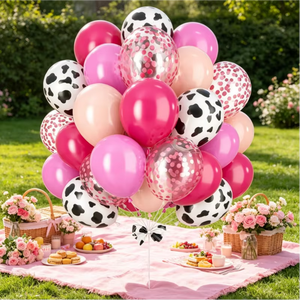Pafu <strong>Birthday</strong> Baby Shower Party <strong>Decor</strong> 35Pcs 12 Inch Pink Cow Print Confetti Latex Balloon Kit <strong>Birthday</strong> Cowgirl Rodeo Balloon Set - Product Image 3