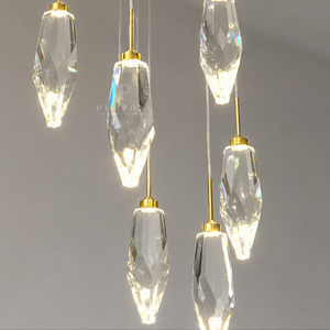 Single Head Crystal Pendant <b>Light</b> Geometric Cut Crystal Hanging Lamp For <b>Bedroom</b> Bedside Kitchen Island - Product Image 4