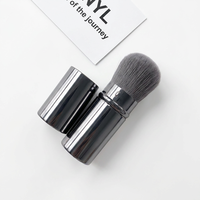 Pinceau de maquillage télescopique pour fond de teint en poudre, petit format, manche en aluminium rétractable, marque privée, vente en gros