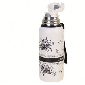 Termo de Acero Inoxidable de Gran Capacidad, Color Blanco Gardenia, Aislamiento de 6-12 Horas, con Pajita, para Viajes al Aire Libre, Café, Regalo Empresarial - Product Image 5