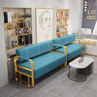 Meubles de salon dorés de haute qualité, design moderne, canapé d'attente pour salon de coiffure, cuir synthétique, canapé d'attente pour salon de barbier