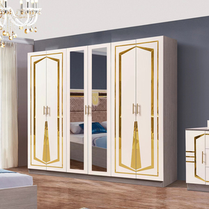 Juego de Muebles de Dormitorio Moderno de Lujo de 6 Piezas con Cama Doble Queen Size de Madera y Cómoda y Armario, Venta al Por Mayor de Calidad - Product Image 4