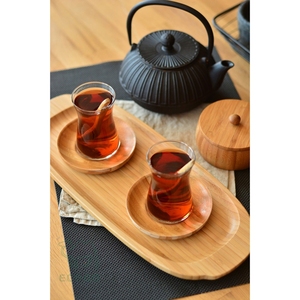 Bamboo Lacquered Solid Afternoon Tea <b>Tray</b> for Desserts Cups <b>Snacks</b> Restaurant Serving - Product Image 4