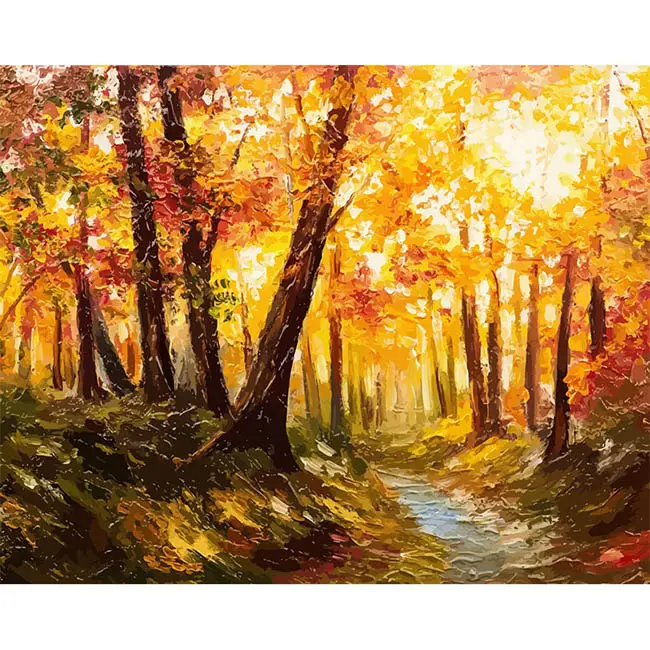 CHENISTORY 992501 colorato autunno foresta digitale pittura a olio fai da te con i numeri decorazione della parete immagine su tela pittura a olio