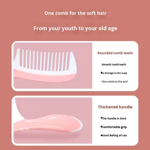 Peigne à dents larges pour femmes avec de longs <span class=keywords><strong>cheveux</strong></span> hommes peigne à <span class=keywords><strong>cheveux</strong></span> <span class=keywords><strong>bouclés</strong></span> à grandes dents avec tête à ions négatifs peigne domestique poignée en plastique - Product Image 4