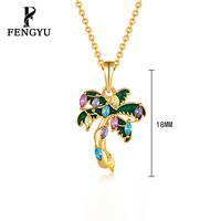 Collier en argent sterling 925 pour femme avec pendentif arbre en émail or 18 carats et zircon multicolore, bijoux fins personnalisés, vente en gros