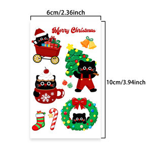 <span class=keywords><strong>Tatuaggi</strong></span> Temporanei Natalizi con Glitter, Adesivi <span class=keywords><strong>per</strong></span> Viso, Gatto Giocoso Cartoon, Albero di Natale, Tatuaggio Impermeabile <span class=keywords><strong>per</strong></span> Viso, Collo, Braccio - Product Image 2
