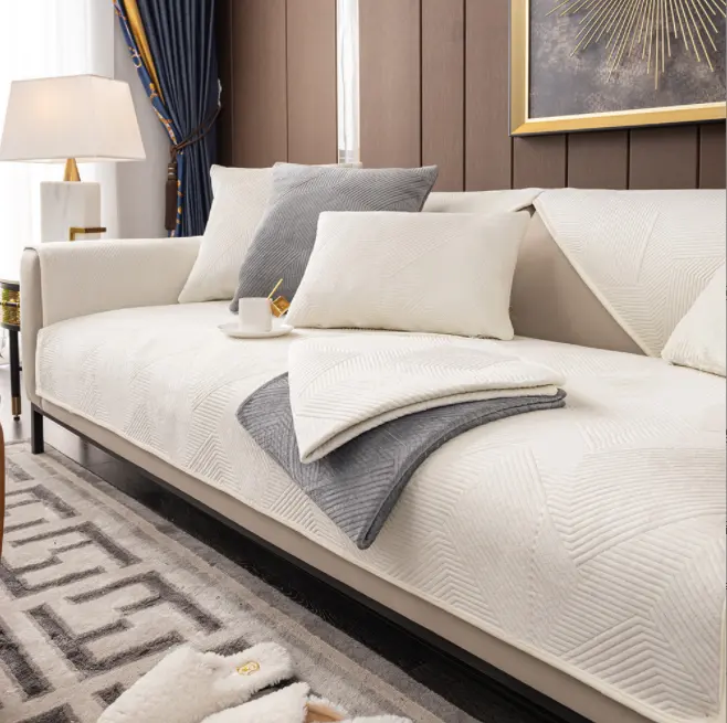 Скандинавский утолщенный однотонный нескользящий пыленепроницаемый съемный силуэт для дивана, диван-коврик для дома