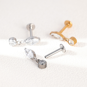 Boucle <span class=keywords><strong>d</strong></span>'<span class=keywords><strong>Oreille</strong></span> Pendante en Titane Plaqué Or avec Cz Trendy Floating Dangle Tragus Helix Cartilage Stud Internally Threaded Ear Piercing - Product Image 4