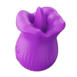 Silicone Fully Wrapped More Reassuring Material Rose Vibrator Masturbator 10 Tongue Licking Vibration <strong>Adult</strong> Sex Toys <strong>Massager</strong> - Product Image 1