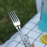 GHK couteau pliant détachable Portable 6 en 1 pour l'extérieur, cuillère fourchette couverts ensemble ustensiles de Camping