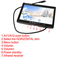 Moniteur de caméra de recul de voiture avec écran LCD couleur TFT HD 7 pouces 2CH