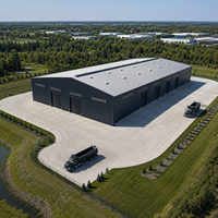 Atelier en structure métallique à grande portée, résistant aux intempéries, conforme à la norme EN1090, entrepôt métallique, garage, bâtiment industriel