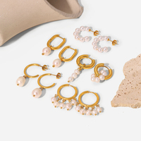 Boucles d'oreilles créoles en perles d'eau douce baroques naturelles, bijoux de luxe pour femmes, acier inoxydable plaqué or 18 carats
