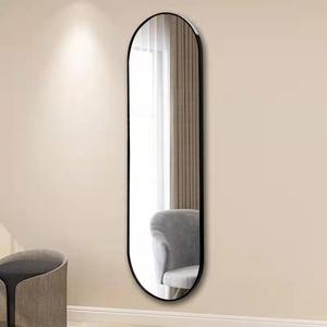 <span class=keywords><strong>Miroir</strong></span> mural ovale pleine longueur Wosen, cadre en métal noir fin, forme capsule, du sol au <span class=keywords><strong>plafond</strong></span>, pour salon, entrée, décoration personnalisée - Product Image 3