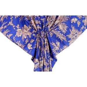 Magnifique Kaftan en Coton Fait Main Bleu pour Femmes, Imprimé Indien, Coupe Ample, Doux, Écologique, Vêtement Casual Printemps/Été - Product Image 4