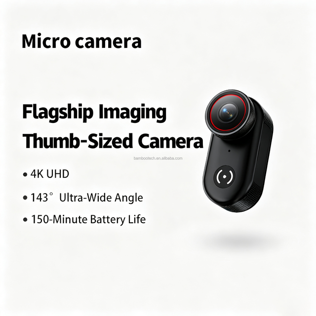 Ultra Compact Thumb Action Camera 150 Wide Angle Supports WiFi for Sports & Travel 1080P/4K Waterproof with MicroSD Anti-shake