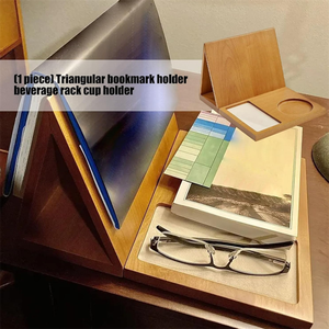 Multifunctional Wood Desktop Organizer Wooden <strong>Book</strong> Stand with Drink <strong>Holder</strong> for <strong>Sofa</strong> Bedside - Product Image 5