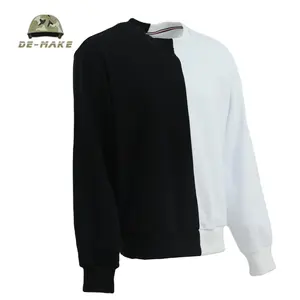 Haute Qualité 100% Coton Pull Chaud En Gros Hommes Personnalisé noir et blanc contraste patchwork sweat à capuche