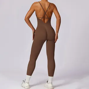 Hàng mới liền mạch một mảnh Jumpsuit biểu tượng tùy chỉnh Yoga phòng tập thể dục của phụ nữ jumpsuits