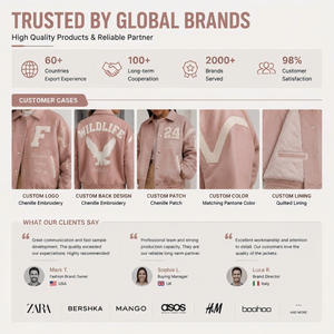 <span class=keywords><strong>Giacca</strong></span> <span class=keywords><strong>Bomber</strong></span> Varsity Invernale in Pelle Rosa con Logo Personalizzato, <span class=keywords><strong>Oversize</strong></span>, con Patch in Ciniglia e Ricami, Stile Streetwear, Produzione OEM - Product Image 4