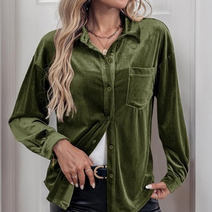 <span class=keywords><strong>Blusas</strong></span> de <span class=keywords><strong>mujer</strong></span> Camisas Cárdigan de solapa Otoño Invierno Manga larga Frente abierto Casual Blazer Blusa de terciopelo rojo alternativo <span class=keywords><strong>para</strong></span> <span class=keywords><strong>mujer</strong></span> - Product Image 4