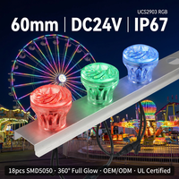  Lumières LED Cabochon RGB ultra-lumineuses de 60 mm à 18 LED, DC24V, IP67, pour Grande Roue, Fête Foraine, Manèges, OEM