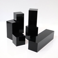 Blocs acryliques noirs rectangle carré personnalisé support de base d'affichage acrylique noir brillant piédestal blocs d'affichage en acrylique solide