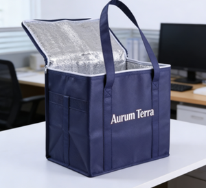 Customizable Insulated Lunch <b>Cooler</b> Bag Foldable Thermal Nonwoven Basket with Zipper for Refrigerator & Grocery Shopping <b>Cans</b> - Product Image 2