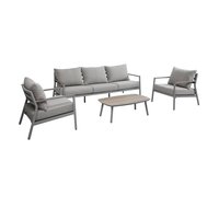 Ensemble de 4 canapés d'extérieur modernes de luxe en aluminium imperméable et confortable avec table basse pour hôtel et jardin – Mobilier de salon durable