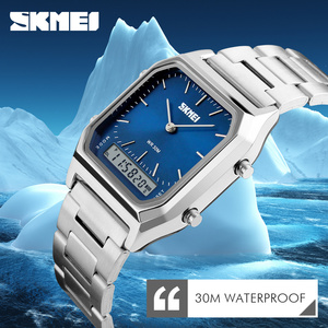 <span class=keywords><strong>SKMEI</strong></span> <span class=keywords><strong>1220</strong></span> Montre à quartz analogique-numérique à double cadran carré pour homme, multifonction étanche avec fonction d'alarme pour le sport - Product Image 5