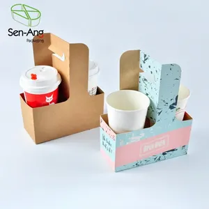 Senang08 Good Quality Cardboard Holder Paper Disposable Food Packaging Drink Carrier Hot Takeaway Coffee Cup Tray