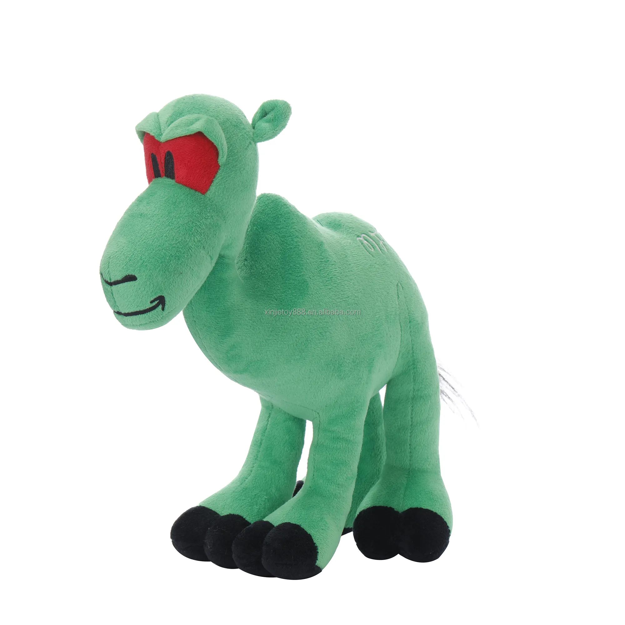 Kişiselleştirilmiş tasarım yeşil deve peluş oyuncak dolması özel hayvan oyuncaklar yumuşak hayvanlar oyuncak