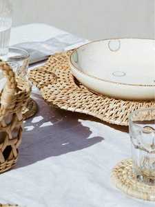New Design Bohemian Style Eco-Friendly Round Flower Brown <b>Rattan</b> <b>Placemat</b> Charger Handwoven for Dining Table Made in Vietnam - Product Image 3