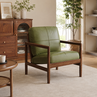 Fauteuil lounge en similicuir style Mid-Century avec structure en bois pour salon et hôtel, vente en gros