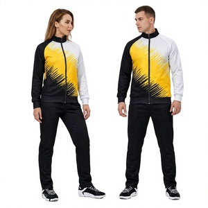 Chándal deportivo unisex de manga larga con cremallera, diseño de bloques de color y bolsillos laterales para adultos, ropa de otoño. - Product Image 1