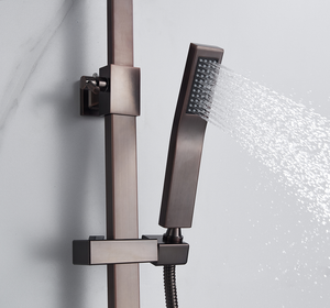 New Brushed <strong>Bronze</strong> Exposed Wall Mounted Complete Bathroom Thermostatic Rain <strong>Shower</strong> Set with Hand <strong>Shower</strong> - Product Image 5