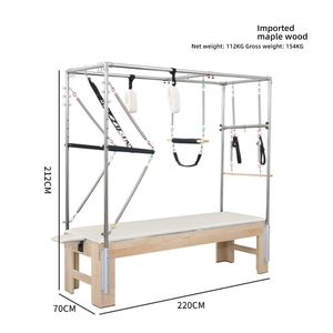 Pilates Offizielles Equipment MQ00028 Langlebiges Weißes Ahorn Klassisches Erhöhtes Flachbett Cadillac Trainingsgerät für Pilates-Studios - Product Image 1
