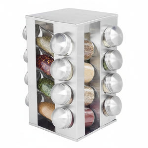 Estante de vidrio de hierro y madera con construcción de doble material perfecto para cocinas rústicas e interiores de inspiración vintage - Product Image 1