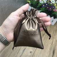 Pochette de parfum cosmétique en cuir pu avec cordon de serrage logo Deboss Sac en cuir marron métallique durable pour bijoux