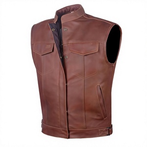 Veste en cuir sans manches pour l'hiver, veste en cuir de motard de qualité supérieure, veste en cuir de motard en cuir véritable - Product Image 1