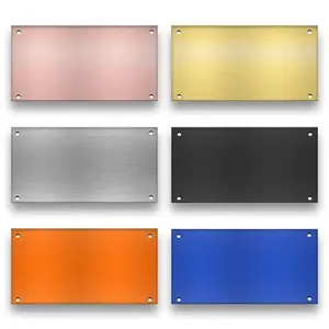 Custom Anodize Black Mirror Laser Blank Cards Metal Nameplate With Punched Holes