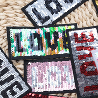 Patchs personnalisables en sequins réversibles avec le mot LOVE, lettres brodées à repasser, accessoires de vêtements DIY pour vestes, sacs et artisanat