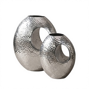Vase à fleurs au design moderne, petite et grande taille, pot à fleurs argenté, décoration pour la maison, salon, vases en métal, décoration intérieure - Product Image 1