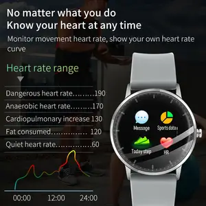 สัมผัสรอบตรวจสอบอัตราการเต้นหัวใจความดันโลหิตอุณหภูมิวงเพลงควบคุมแฟชั่น T9นาฬิกาสมาร์ท