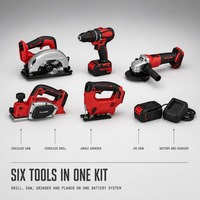 Station d'outils sans fil pour bricoleur avec perceuse, meuleuse, scie sauteuse et coupe-bordures pour les travaux de réparation immobilière et les tâches diverses