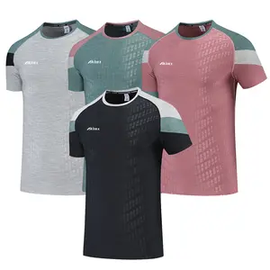 중국 프리미엄 공장 사용자 정의 낮은 MOQ 최고 순위 빠른 건조 패턴 인쇄 회색 남성 체육관 셔츠
