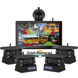 IPoster 7in 4 채널 루프 녹화 IPS 무선 모니터 10000mah 충전식 자기 AI 사각지대 감지 솔라 카메라 키트 - Product Image 1