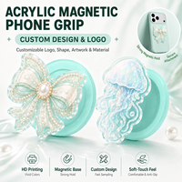 Support et poignée magnétique personnalisés en acrylique pour téléphone avec base givrée pour coque de téléphone, impression HD, support polyvalent et robuste pour selfies