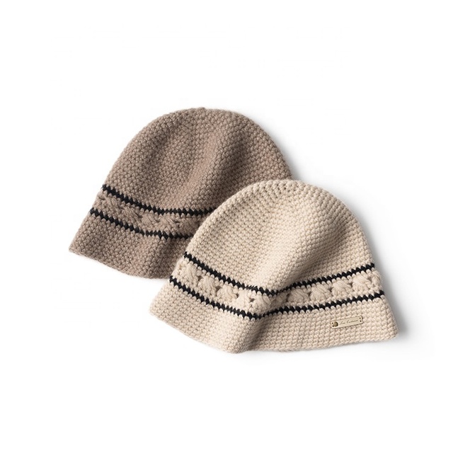 Inner Mongolian Real Pure Cashmere Knit Winter Fisherman Hat Luxury Fashion Women Warm Causal Cashmere Beanie Hat